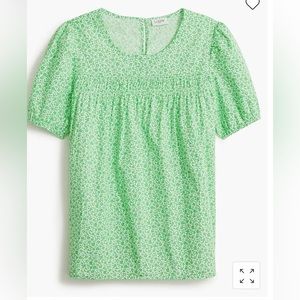 NWT JCREW green and white floral print top